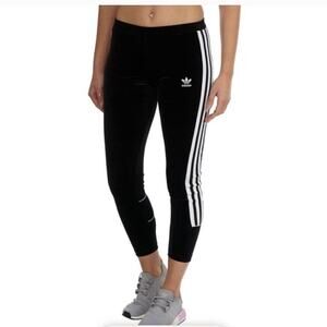 Adidas black velvet velour leggings size XS